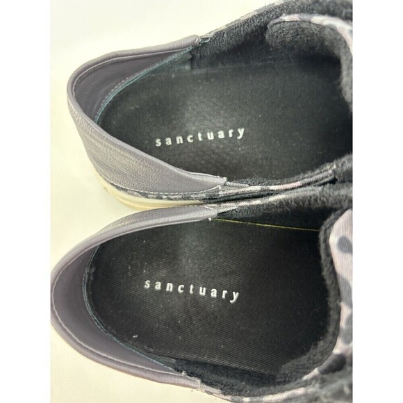 Sanctuary Dash Sneakers Grey Black Leather Camo 8 Convertible to Mules Lace Up - Picture 7 of 9